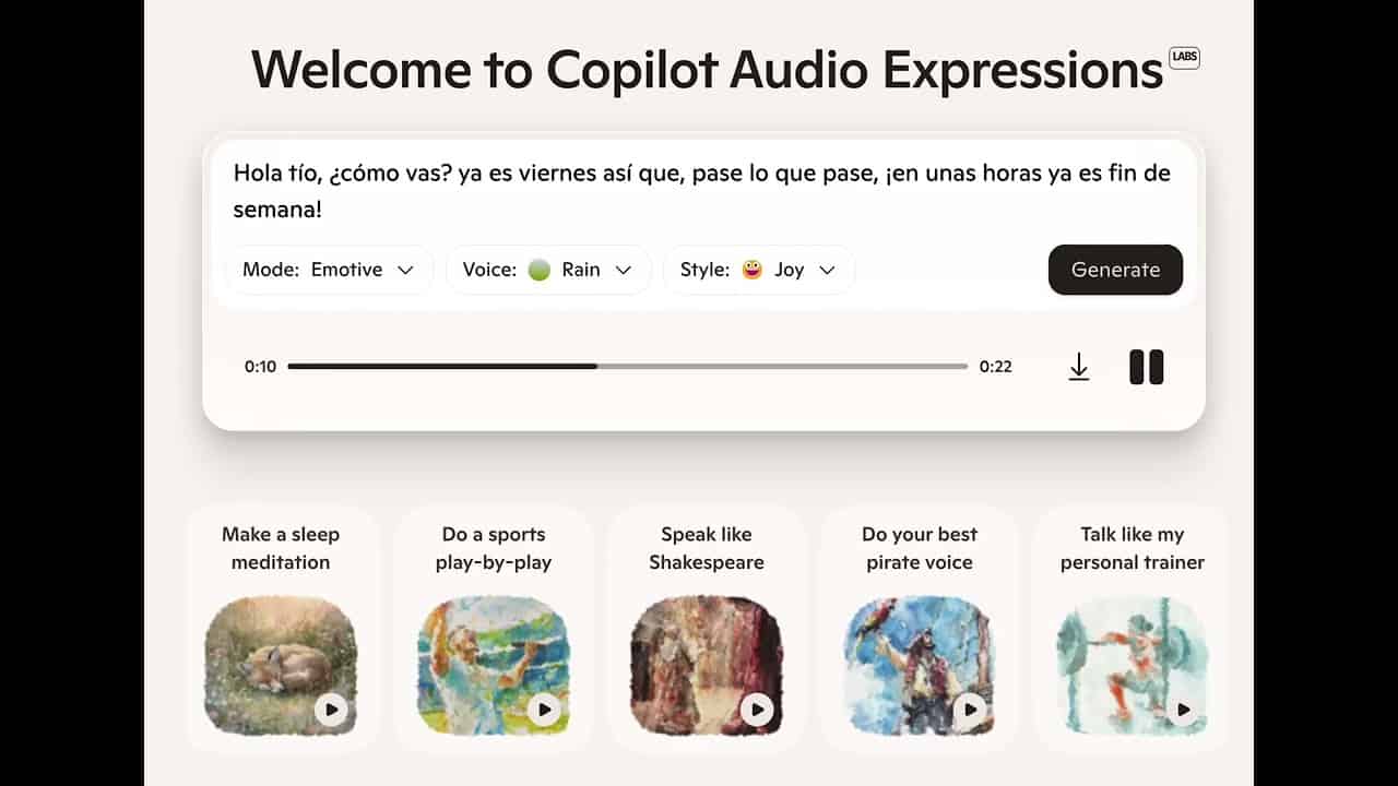 Microsoft lanza Copilot Audio Expressions: una nueva era para las voces con emociones impulsadas por IA